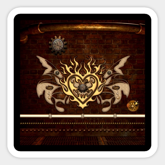 Wonderful steampunk heart, clocks, and gears Sticker by Nicky2342